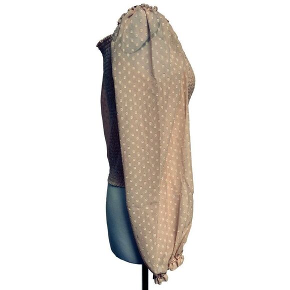 Laundry by Shelli Segal Square Neck Smocked Long Sleeve Top Blouse Rose Sz M NEW - Picture 3 of 6